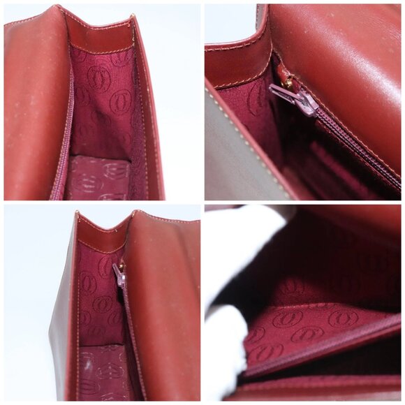 CARTIER Must Line Hand Bag Leather Bordeaux Gold Auth 122249 - Picture 16 of 16